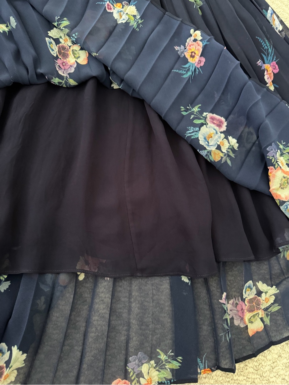 Zimmermann Navy Floral Pleated Maxi Dress with Long Sleeves - Picture 6 of 10